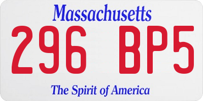 MA license plate 296BP5