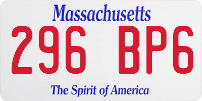 MA license plate 296BP6