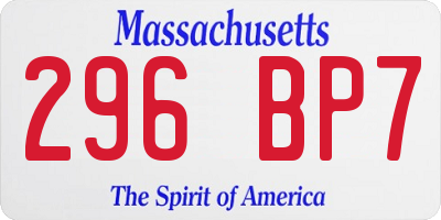 MA license plate 296BP7