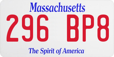 MA license plate 296BP8
