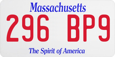 MA license plate 296BP9