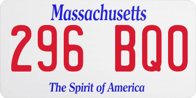 MA license plate 296BQ0