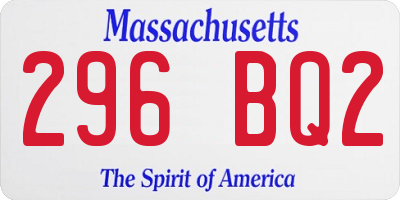 MA license plate 296BQ2