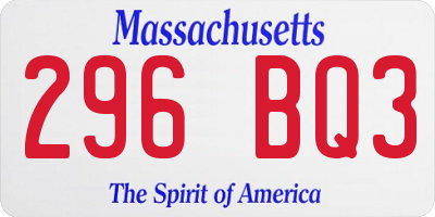 MA license plate 296BQ3
