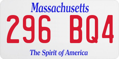 MA license plate 296BQ4