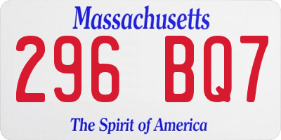 MA license plate 296BQ7