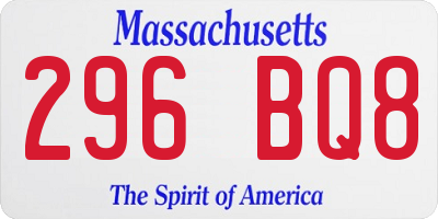 MA license plate 296BQ8