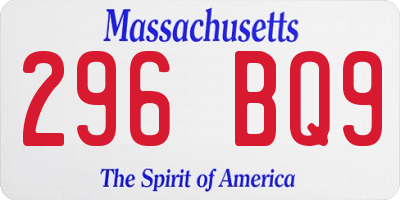 MA license plate 296BQ9
