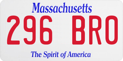 MA license plate 296BR0