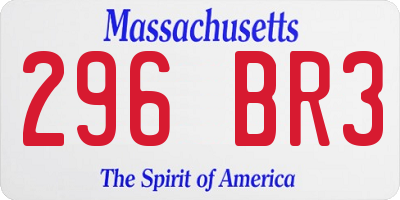 MA license plate 296BR3