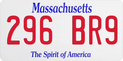 MA license plate 296BR9