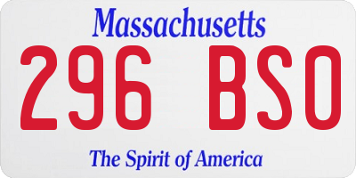 MA license plate 296BS0