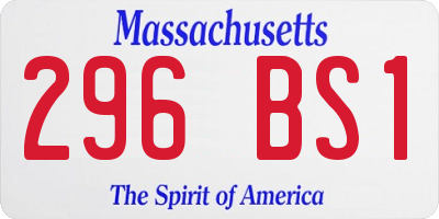 MA license plate 296BS1