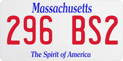 MA license plate 296BS2