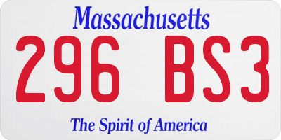 MA license plate 296BS3