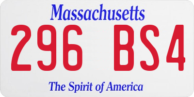 MA license plate 296BS4