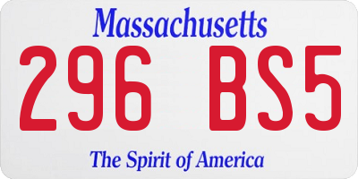 MA license plate 296BS5