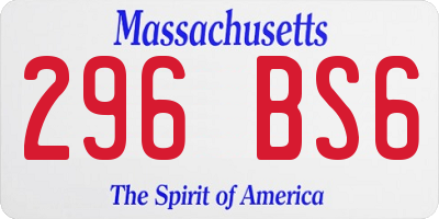 MA license plate 296BS6