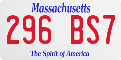 MA license plate 296BS7
