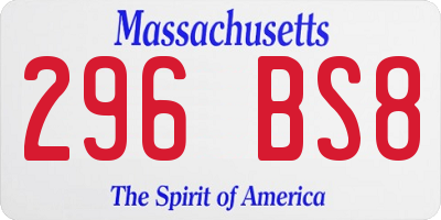 MA license plate 296BS8