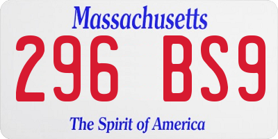 MA license plate 296BS9