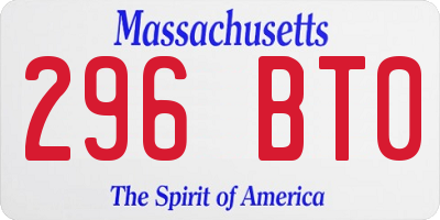 MA license plate 296BT0