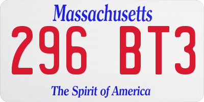 MA license plate 296BT3