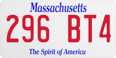 MA license plate 296BT4