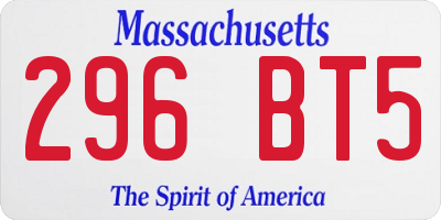 MA license plate 296BT5