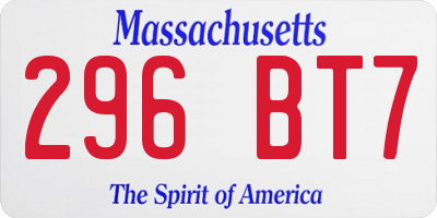 MA license plate 296BT7