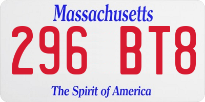 MA license plate 296BT8