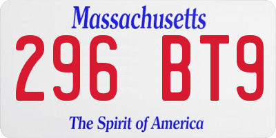 MA license plate 296BT9