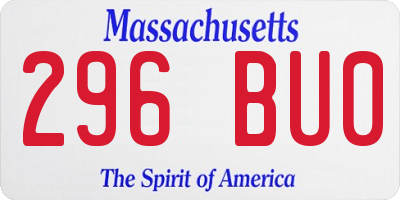 MA license plate 296BU0