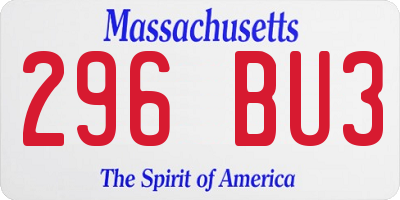 MA license plate 296BU3