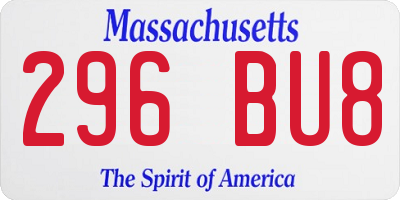 MA license plate 296BU8