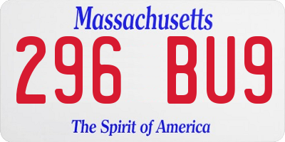 MA license plate 296BU9