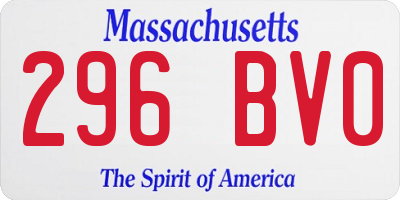 MA license plate 296BV0