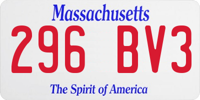 MA license plate 296BV3
