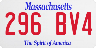 MA license plate 296BV4