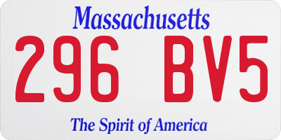 MA license plate 296BV5
