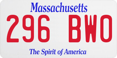 MA license plate 296BW0
