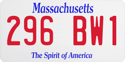 MA license plate 296BW1