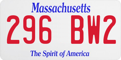 MA license plate 296BW2