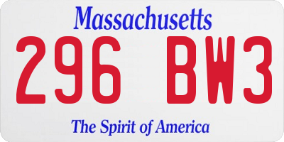 MA license plate 296BW3