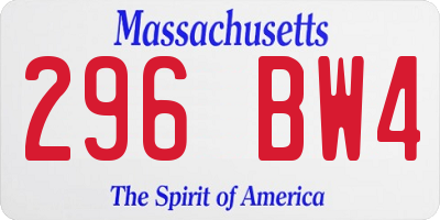 MA license plate 296BW4