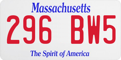 MA license plate 296BW5