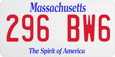 MA license plate 296BW6