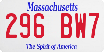 MA license plate 296BW7