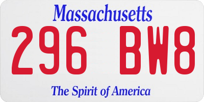 MA license plate 296BW8