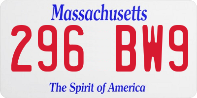 MA license plate 296BW9